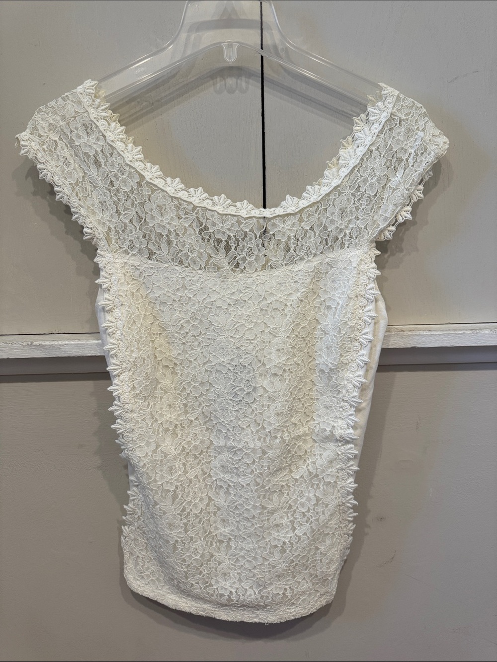Express White Lace Off-Shoulder Top